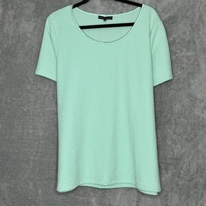 Napa Valley 1X Shirt Top Mint Green Solid Shirt Sleeve Scoop Neck Stretch Knit